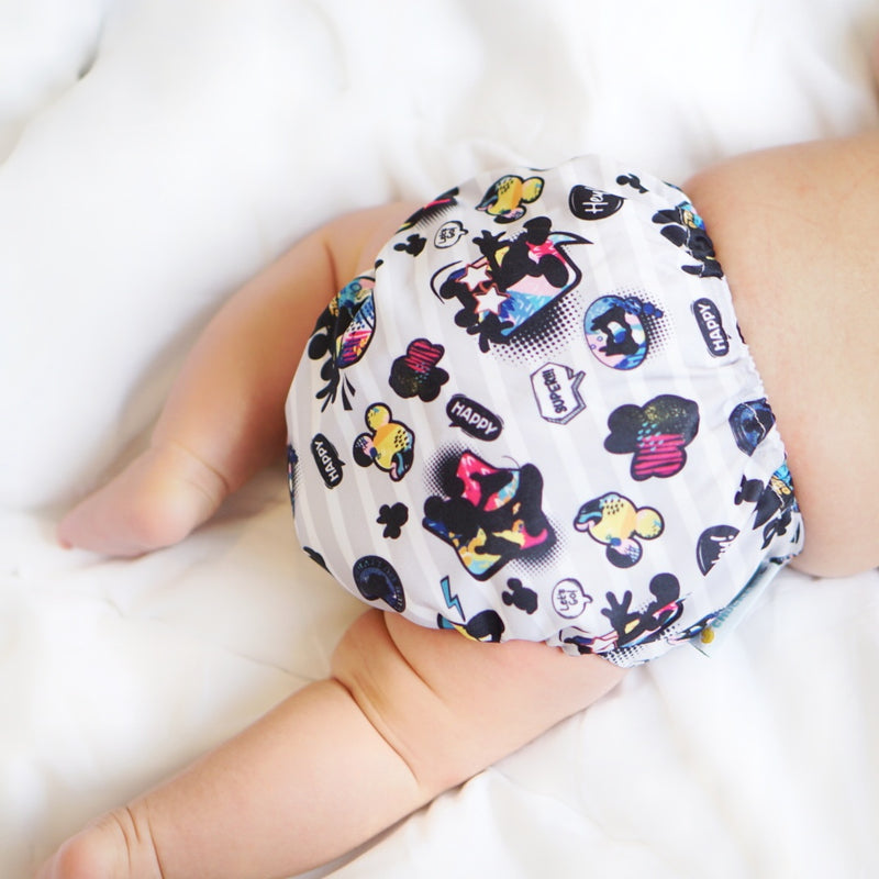 Happy baby in eco cloth nappy