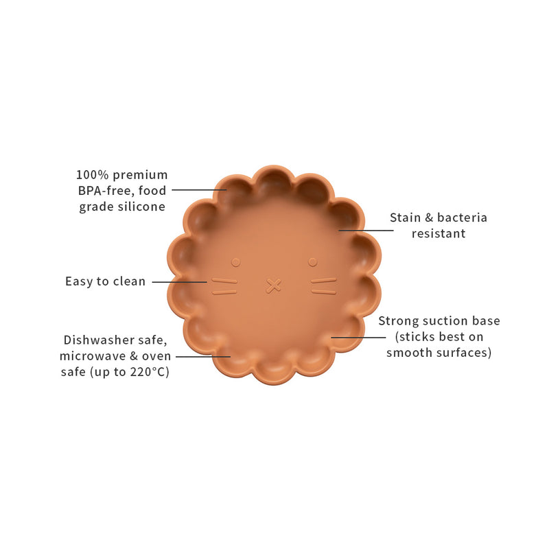 Mod and Tod | Silicone Suction Lion Plate - Cinnamon